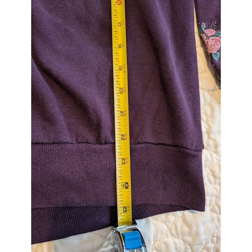 Vintage 80s 90s Morning Sun USA Purple Floral Grandma Sweatshirt Cottagecore L - Picture 6 of 10